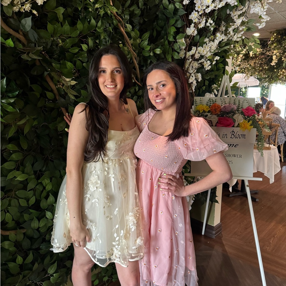 Source Unknown Cream and Pink Mini Dresses